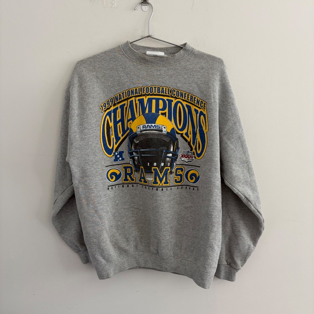 Puma St Louis Rams 1999 NFC Champions Crewneck Sweatshirt Gray Large